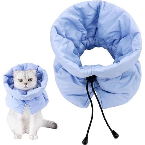 Collier de Récupération Chat Collier Élisabéthain Doux Collier de Protection Anti-léchage pour Chat Cônes de Récupération Réglable,M (1/4)