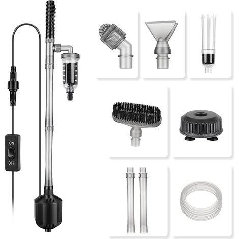 1350 LPH Nettoyeur de Gravier pour Aquarium, 15W Kit Aspirateur Aquarium Electrique Longueur Réglable pour Aspiration Nettoyage Système Automatique de Changement de Lavage du Sable Siphon (1/5)