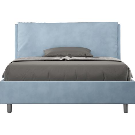 Letto Matrimoniale Francese 140x200 cm Senza Rete Imbottito in Microfibra Antea Large Azzurro (1/5)