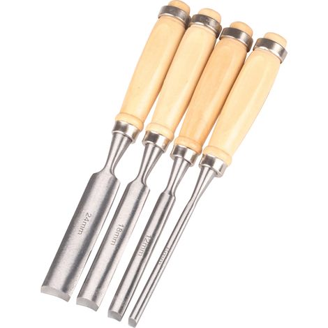 4-teiliges Set Holzmeißel für Schreinerarbeiten, Schnitzwerkzeug, Hohlbeitel, Holzbearbeitungswerkzeug, ergonomische Griffe, Stahlspitze (1/5)