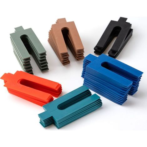 Entretoises, set de 144, en plastique, 6 tailles, 1-6 mm, cales de vitrage, supports, multicolores (1/5)