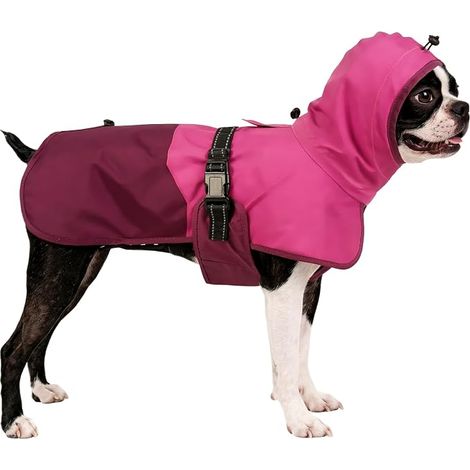 Manteau de pluie pour chien de taille moyenne avec capuche, imperméable et réfléchissant, avec cordon de serrage réglable et trou pour laisse, manteau coupe-vent pour pluie, neige, extérieur