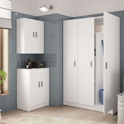 Conjunto Armarios Auxiliares Blancos Despensa Cuarto Colada Muebles Multiusos Almacenaje Productos Limpieza
