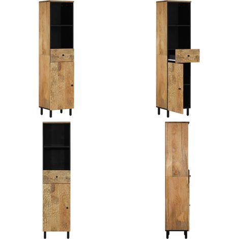Armoire de salle de bain 38x33x160 cm bois massif de manguier - Meuble De Salle De Bain - Armoire De Salle De Bain - Rangement Salle De Bain - Commode Salle De Bain - Meubelkast Badkamer - Home & Livi