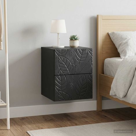 Mobiletto da notte a muro 2 pz Nero 34,5 x 33 x 40 cm vidaXL