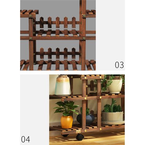 Supporto per piante in legno a più livelli, robusto supporto per fiori, modello fai-da-te per grandi spazi, soggiorno, balcone, terrazzo, decorazione per la casa (1/4)