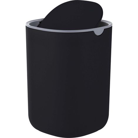 Mini pattumiera da tavolo con coperchio a battente, 1,5 l – Nera (1/5)