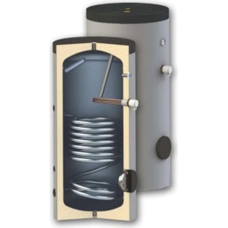 Azura Home Design – Ballon échangeur 200 litres – Isolation haute efficacité – Protection anodique – Serpentin pour énergie renouvelable