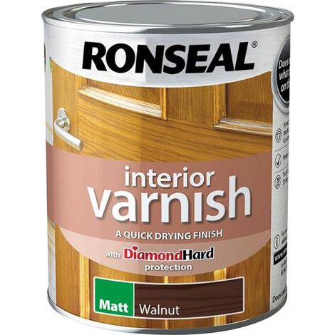 Ronseal 39426 Interior Varnish Quick Dry Matt Walnut 750ml RSLIVMW750