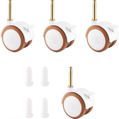 Roulettes Pivotantes - Roues En Caoutchouc - Silencieuses - Axe 7 Mm - Pour Lit Bébé Et Berceau - 4 Pièces (1/5)