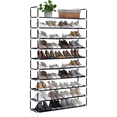 Youyijia Tall Shoe Rack, 10 Tier Shoe Storage, 98x27x177cm, Holds 50 Pairs, Large Black Organiser For Home, Living Room, Bedroom (1/5)