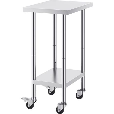 Edelstahl Arbeitstisch mit Rollen, 3-fach höhenverstellbar, 61 x 46 x 97 cm, für Küche, Restaurant, Werkstatt und Garage (1/5)