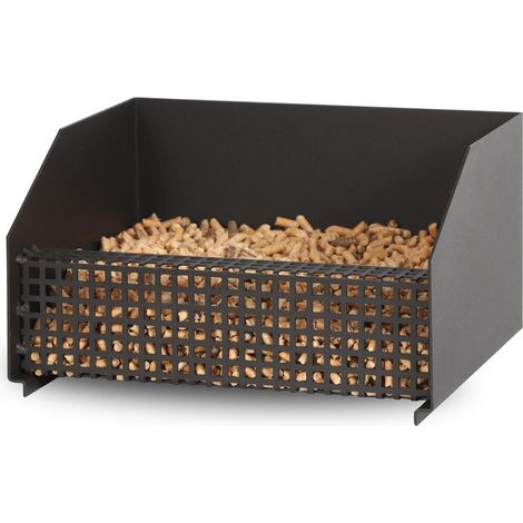 Le Marquier – Foyer à granulés noir pour foyer ouvert – Acier peint – Dimensions 30 x 25 x 17 cm – Capacité 5kg de granulés ou bûchettes