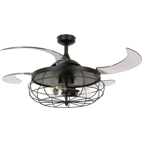 Retractable ceiling fan Fanaway Industri Black