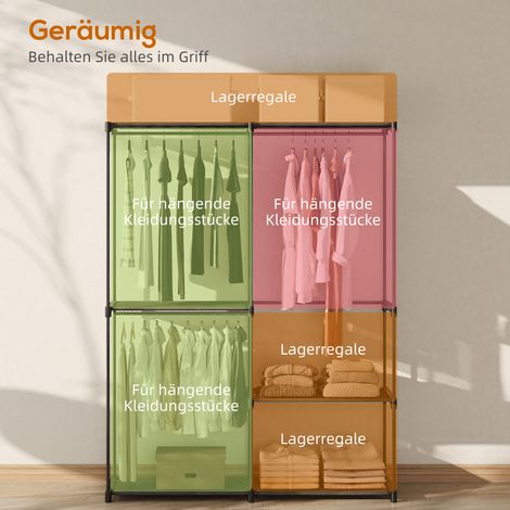 Armoire en tissu avec penderie, étagères, pour chambre à coucher, dressing, 111 x 43 x 185 cm, Noir (1/5)