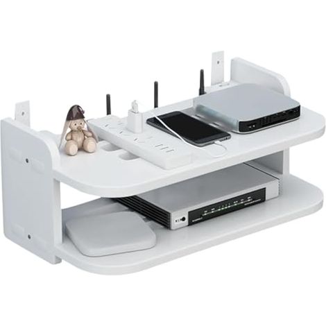 Étagère pour décodeur, rangement mural pour boîtier TV, étagère murale pour routeur, étagère décorative flottante sans perçage pour routeur, boîtier multimédia, console (1/5)