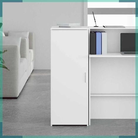 859033 Armoire de rangement Blanc 40x45x103,5 cm Bois d'ingénierie (1/5)