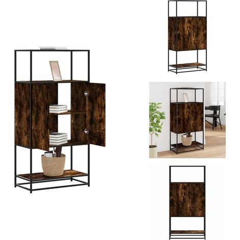 Buffet haut chêne fumé 68x35x139 cm bois d'ingénierie métal - Buffet Haut - Buffets Hauts - Armoire Latérale - Armoire Haute (1/5)