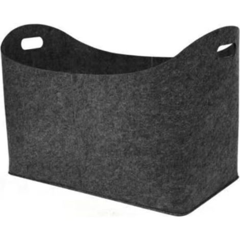 [NIEMALS VERWENDET] Brennholzkorb, Filz-Holzkorb, faltbarer Filz-Holzkorb, Brennholztasche für Brennholz, Zeitungen, Brennholz, 55 x 30 x 40 cm, Dunkelgrau