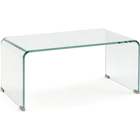Tavolino Moderno da Salotto con Design Monoblocco 80x45x35 cm in Vetro Temperato Trasparente (1/5)