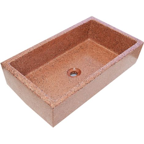 Pila, Pilón, Fregadero o Lavadero de piedra rojo de 91x53x22 cm.