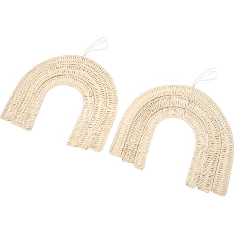Lot de 2 décorations murales arc-en-ciel en rotin, à suspendre, pour chambre de bébé, chambre d'enfant ou salon. (1/5)