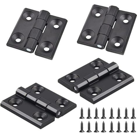 4 Pièces Charnières pour Placards, Noir Charnières Aluminium, Butt Charnière à Roulement Billes, Trous de Charnière Plats Pliants, Exterieur Charnière Inox, pour Tables Pliantes, Armoires, Meubles