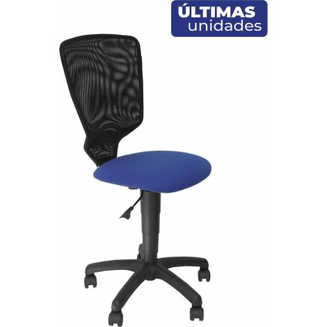 Fauteuil de jeunesse Júcar, dossier en maille noire, siège Aran bleu (1/5)