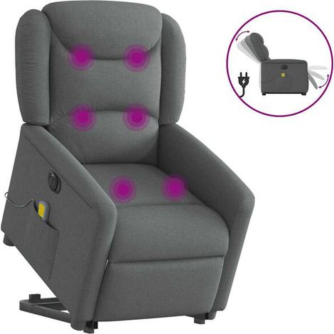 Chaise longue de massage électrique réglable en tissu gris foncé – avec fonction chauffage, intensité ajustable et appui-tête amovible – pour détente profonde à domicile (1/5)