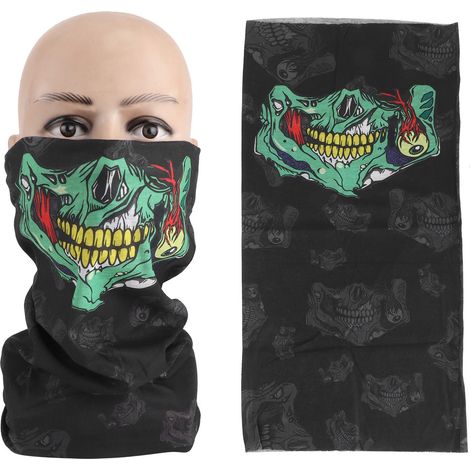 Totenkopf-Gesichtsmaske als Halswärmer, nahtloser Halswärmer, 2-teilig, Motorrad-/Fahrradfahrer, farbenfroh (1/5)