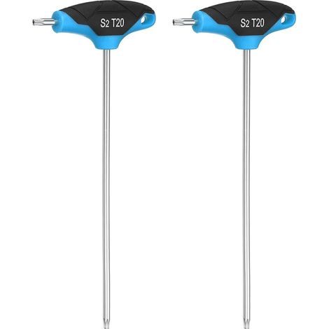 2Pcs Clé Torx À Poignée En T T20 Acier S2 Clé Torx Bleu Noir (1/5)