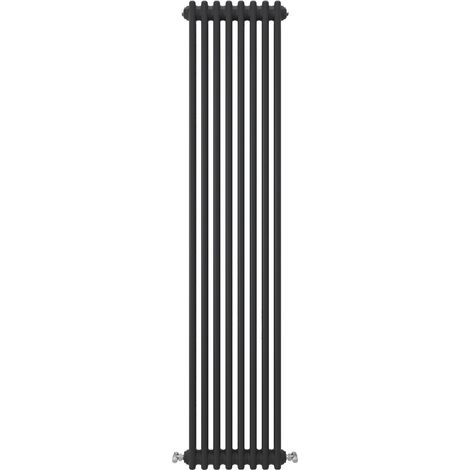 Acezanble Vertical Traditional Cast Iron Style Radiator 1800x380mm 2 Column Black