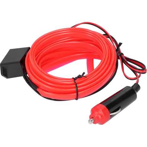 Striscia LED Akozon, 5 m / 16,4 piedi, per auto, luce ambientale, illuminazione interna auto, DC 12V (rosso). (1/5)