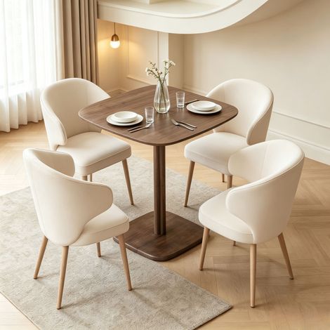 Table à manger pour 4 personnes, table de cuisine carrée moderne avec plateau en bois épais pour salle à manger et cuisine (table à manger uniquement) (1/5)