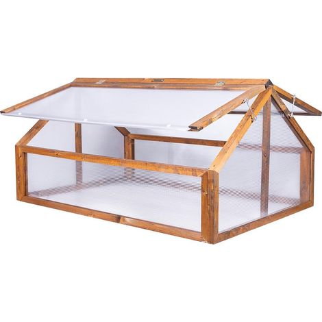Serra fredda Greenspot Garden - 120 x 80 x 60 cm, mini serra in legno per il giardino, coperchio apribile verso l'aiuola, copertura per aiuola rialzata - per erbe aromatiche, ortaggi, fiori - Legno, c (1/5)
