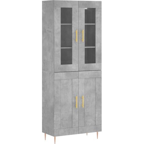Buffet credenza cassettiera mobile contenitore organizer cucina soggiorno soggiorno alto 69,5 x 34 x 180 cm derivati del legno grigio 020034570