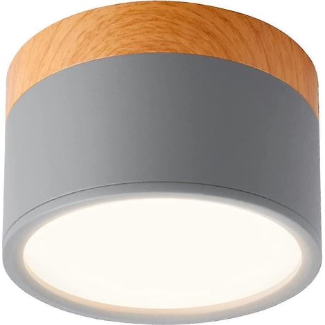 Spot LED rond en saillie pour plafond, gris anthracite, blanc chaud, 5 W, 90 mm, 230 V, 3000 K, en aluminium. Idéal pour couloir, chambre, salle à manger, cuisine. (1/5)