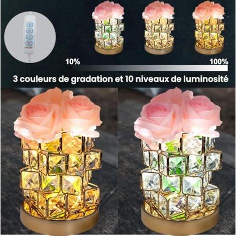 Lampe de table LED Rose, Veilleuse Rose, Lampe de Table à Commande Tactile USB, Lampe de Chevet Avec 3 Couleurs de Gradation Lampe de Table Décor de Lumière d'ambiance pour Bureau à Domicile (1/3)