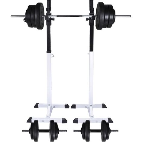 Kniebeugen-/Langhantelständer mit Hantel-Set 60,5 kg