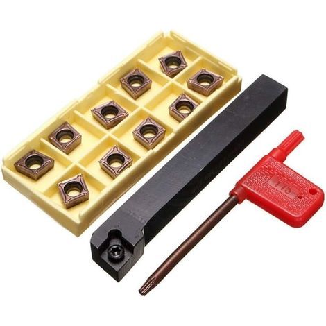SCLCR1212H09 Portautensili per tornio da 12x100 mm con 10 inserti in metallo duro CCMT09T304-PM (1/5)