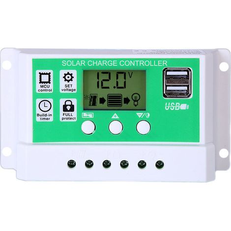 30A Contrôleur de Charge Régulateur Panneau Solaire pour batterie au plomb/lithium 12V/24V Contrôleur de charge intelligent avec écran LCD et double port USB,réglage de la minuterie marche/arrêt (1/5)