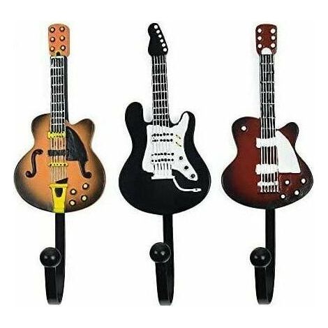 Wandhaken – Haken für Zuhause, Schlafzimmer, dekorative Haken in Gitarrenform und Kleiderhaken für Hüte, Mäntel, Kleidung, 3 Stück