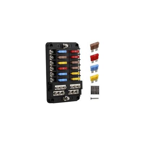 Boîte à fusibles 12 voies 12V-32V – Indicateur LED – PBT écologique – Pour véhicules, camping-cars, bateaux – Protection circuits électriques