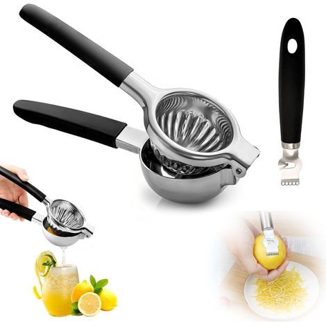 Presse-Citron en Acier Inoxydable avec Zesteur, Presse Manuelle pour Citron et Citron Vert, Poignées Ergonomiques, Compatible Lave-Vaisselle (1/5)