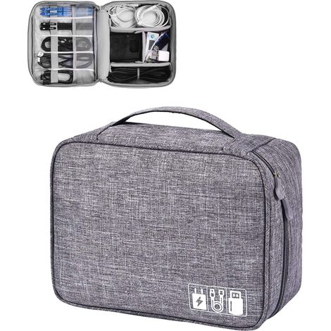 Sac de rangement pour câble de données de voyage (gris)