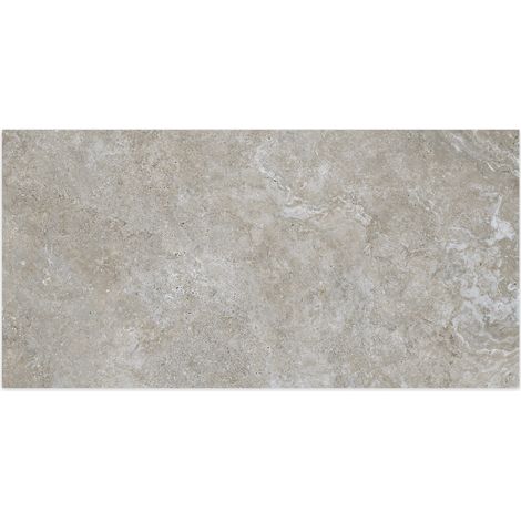 Carrelage effet Travertin Gris Marron 151x75,5x0,9 cm In&Out Castorel - Sol et mur intérieur et Sol extérieur (vendu par carton de 2,28 m²) - RO'MA CARRELAGE