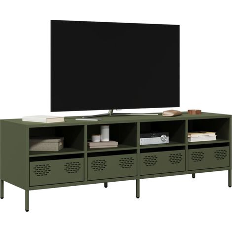 TV-Schrank Olivgrün 135x39x43,5 cm Kaltgewalzter Stahl
