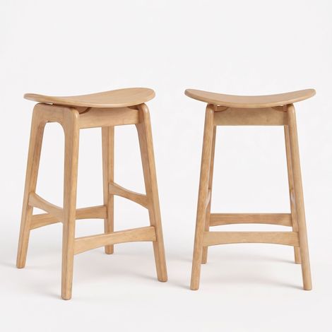 Lot de 2 tabourets pour îlot central 63 cm en bois clair - Jude (1/5)