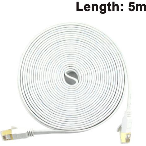 Câble Ethernet Cat7, blindé plat RJ45, câble réseau LAN prenant en charge 10 Gbit/s 600 MHz - Compatible avec les réseaux Cat5/Cat6 (1/5)