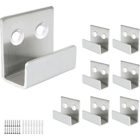 8 Pcs Wall Hook, Stainless Steel Mirror Wall Mounted Hanger Load 50kg for Bathroom Kitchen Heavy Duty Hook Ceramic Tile Photo Frame Display Rack